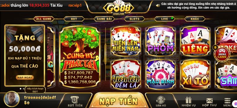 Cổng game nổ hũ Go88 uy tín và xanh chín 